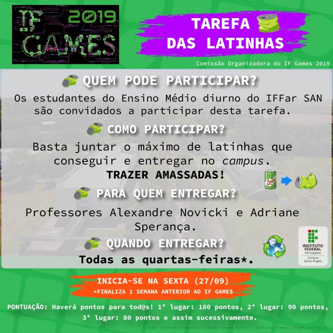 IF GAMES 2019 Tarefa das latinhas