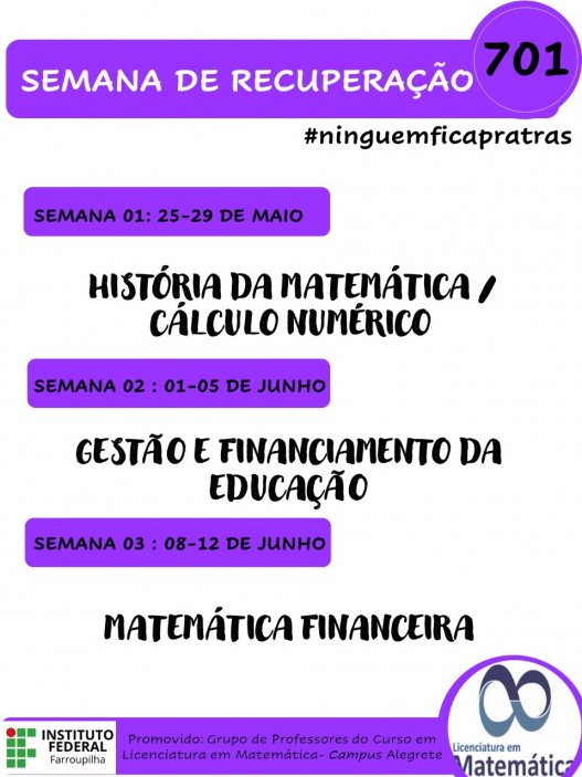 ninguemficapratras Licenciatura em Matemática 701