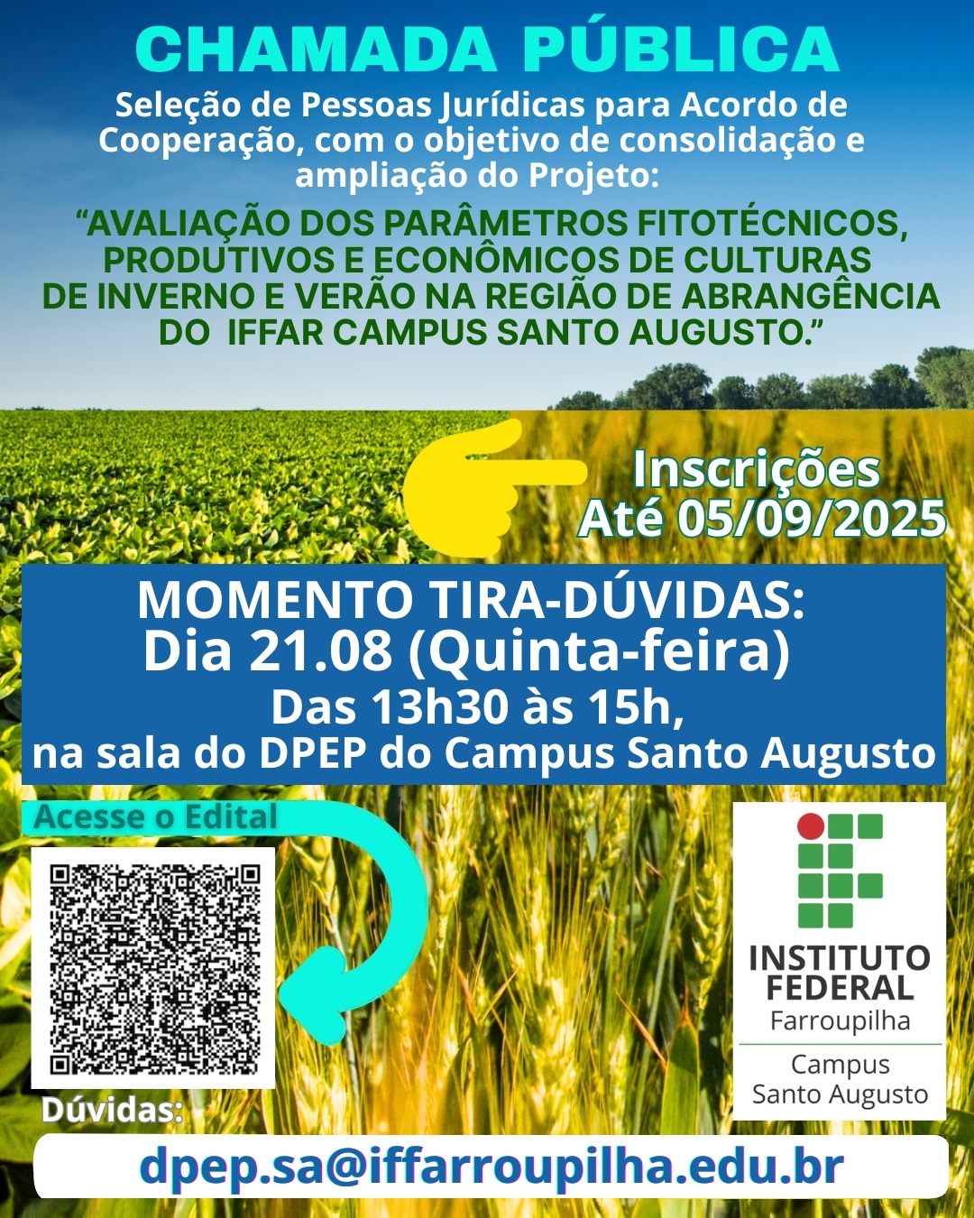 Arte Chamada Pública com momento tira dúvidas