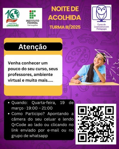 Início das Atividades da Terceira Turma do Curso de Licenciatura em Pedagogia EAD será no dia 19 de março de 2025.