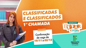 Classificados em 1ª chamada nos Técnicos Subsequentes devem confirmar vaga até 2/12 Classificados em 1ª chamada nos Técnicos Subsequentes devem confirmar vaga até 2/12